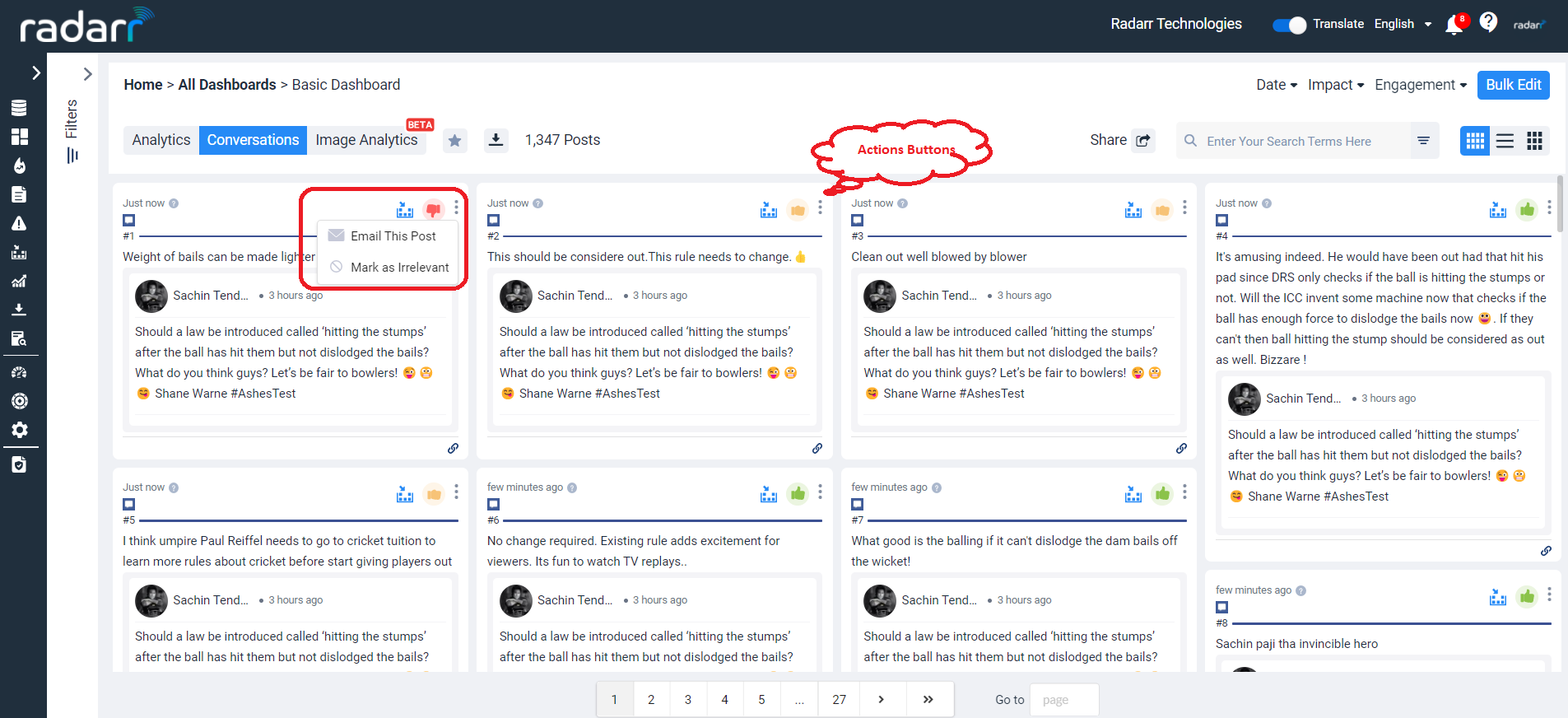 Action Button in Radarr Dashboard