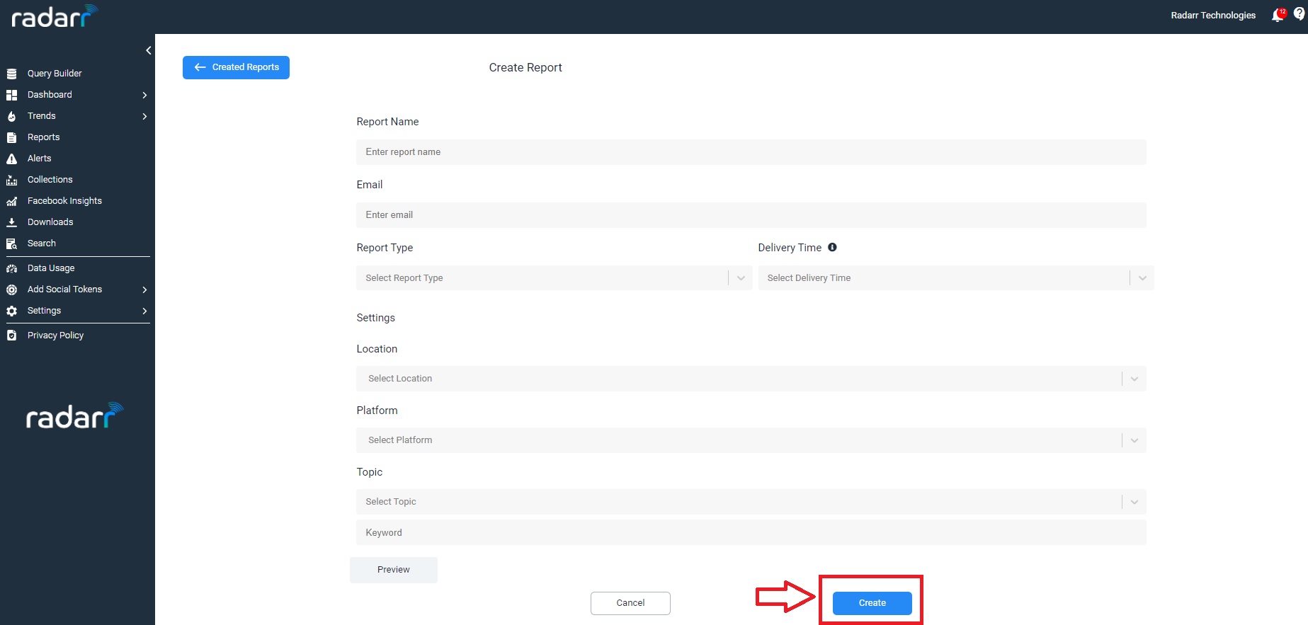 Create a Report in Radarr