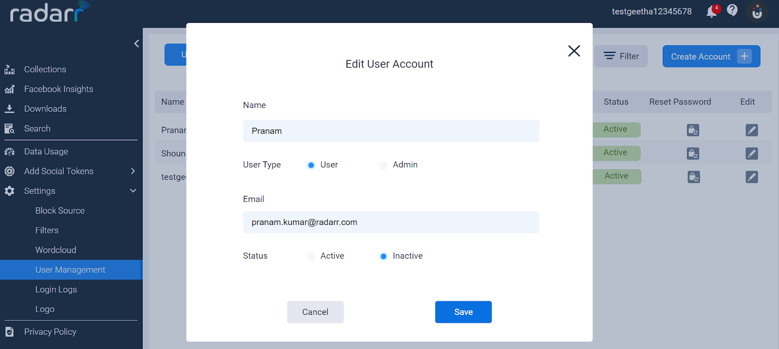 Edit user in Radarr Edit user in Radarr