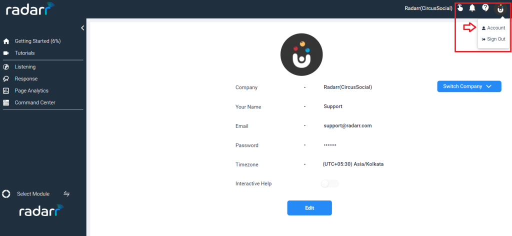 Radarr Account Settings