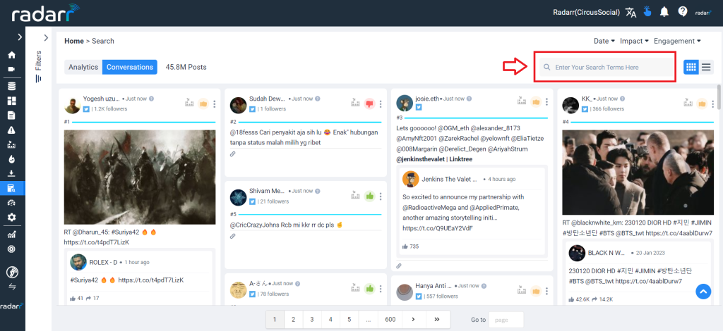 Radarr Run Search Bar