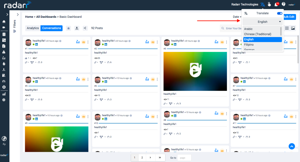 Languages to translate in Radarr Dashboard